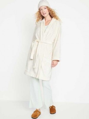 Pyjamas Old Navy Sherpa Tie-Belt Robe Femme Creme De La Creme | 392-CHPRTN