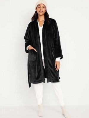 Pyjamas Old Navy Sherpa Tie-Belt Robe Femme Noir | 107-NJXARI