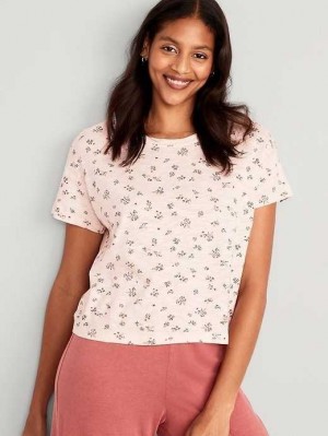 Pyjamas Old Navy Sunday Sleep Floral Slub-Knit Pajama T-Shirt Femme Rose | 659-LQKUAD