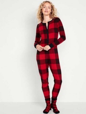 Pyjamas Old Navy Thermal-Knit Pajama One-Piece Femme Rouge | 804-KLOSRQ