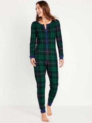 Pyjamas Old Navy Thermal-Knit Pajama One-Piece Femme Noir | 521-MCAIHO