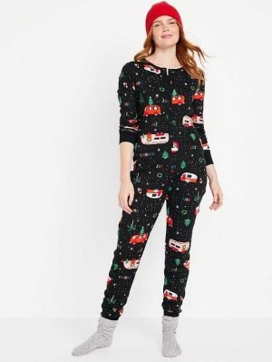 Pyjamas Old Navy Thermal-Knit Pajama One-Piece Femme Holiday Campers | 028-MLICYP
