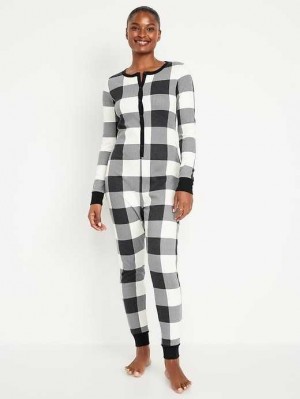 Pyjamas Old Navy Thermal-Knit Pajama One-Piece Femme Noir | 836-MCSXVD