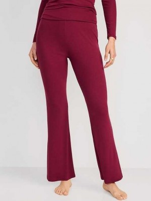 Pyjamas Old Navy UltraLite Foldover-Taille Flare Lounge Pants Femme Rouge Bordeaux | 945-YBQLHZ