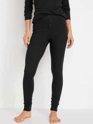 Pyjamas Old Navy Waffle-Knit Pajama Leggings Femme Noir | 491-VPKYXJ