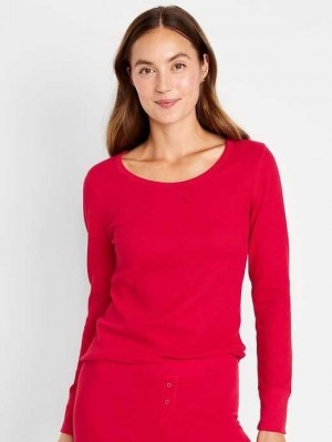 Pyjamas Old Navy Waffle-Knit Pajama Top Femme Rouge | 761-CWOATD