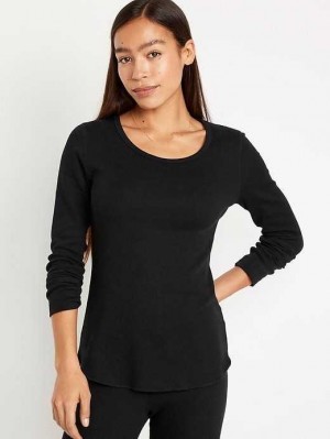 Pyjamas Old Navy Waffle-Knit Pajama Top Femme Noir | 960-AXYGNK