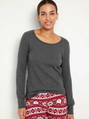 Pyjamas Old Navy Waffle-Knit Pajama Top Femme Grise Foncé | 354-TBWAKO