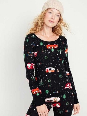 Pyjamas Old Navy Waffle-Knit Pajama Top Femme Holiday Campers | 147-FGVCNO