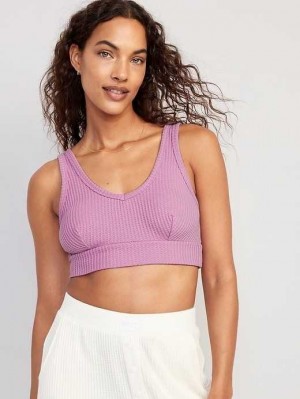 Pyjamas Old Navy Waffle-Knit V-Neck Pajama Bralette Top Femme Violette | 890-PNIRFU