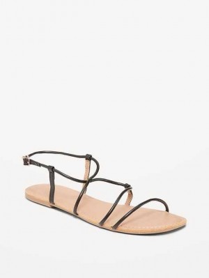 Sandale Old Navy Faux-Cuir Asymmetric Lanières Sandals Femme Noir | 295-GOUNMY