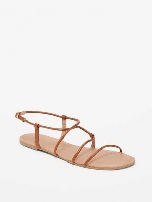 Sandale Old Navy Faux-Cuir Asymmetric Lanières Sandals Femme Marron | 978-FPIAKR