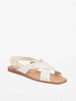 Sandale Old Navy Faux-Cuir Cross-Brides Buckled Sandals Femme Beige | 826-MHBTDF