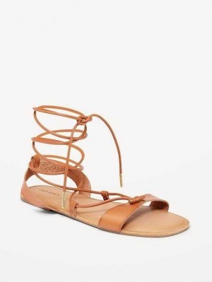 Sandale Old Navy Faux-Cuir Dentelle-Up Gladiator Sandals Femme Marron | 329-NHDKLY