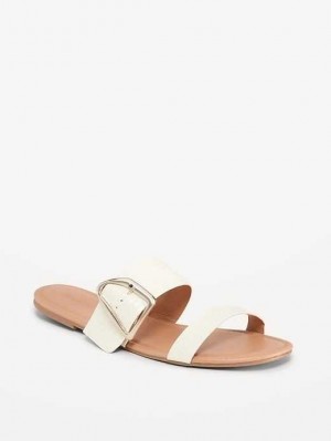 Sandale Old Navy Faux-Cuir Double-Brides Metal-Hardware Sandals Femme Beige | 213-SBAJGZ