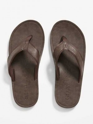 Sandale Old Navy Faux-Cuir Flip-Flop Sandals Homme Marron Foncé | 486-FZINOP