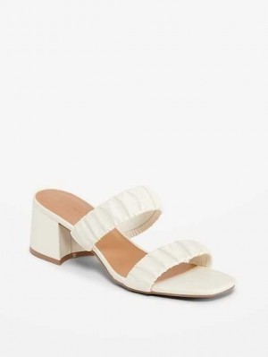 Sandale Old Navy Faux-Cuir Lanières Block-Heel Mule Sandals Femme Beige | 367-GCPABU