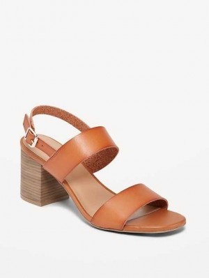 Sandale Old Navy Faux-Cuir Lanières Block-Heel Sandals Femme Marron | 210-WXSBQR