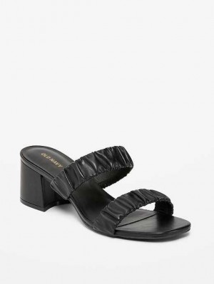 Sandale Old Navy Faux-Cuir Lanières Block-Heel Mule Sandals Femme Noir | 896-ZATSQO