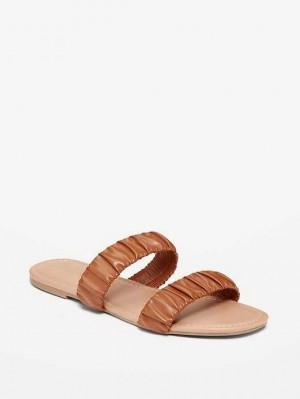 Sandale Old Navy Faux-Cuir Ruched Sandals Femme Marron | 802-SMKYAI