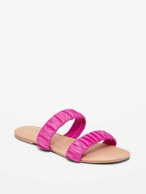 Sandale Old Navy Faux-Cuir Ruched Sandals Femme Dragon Fruit | 936-ZFOKJU