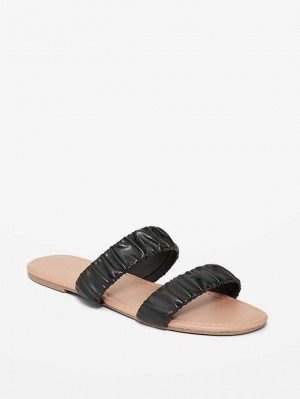 Sandale Old Navy Faux-Cuir Ruched Sandals Femme Noir | 031-CEFNSB