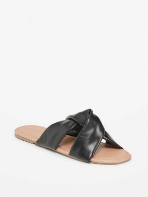Sandale Old Navy Faux-Cuir Soft Twist Sandals Femme Noir | 541-IGSONH