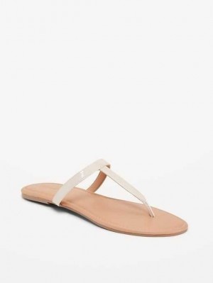 Sandale Old Navy Faux-Cuir T-Brides Sandals Femme Beige | 385-TVJFOL