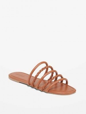 Sandale Old Navy Faux-Cuir Tubular-Twist Sandals Femme Marron | 258-NHYUSL