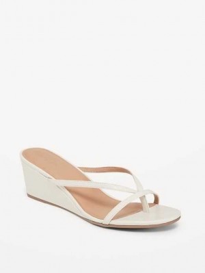Sandale Old Navy Faux-Cuir Wedge Lanières Sandals Femme Beige | 468-RGPKNQ