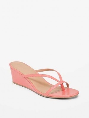 Sandale Old Navy Faux-Cuir Wedge Lanières Sandals Femme Corail | 983-PZAVGH