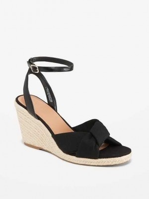 Sandale Old Navy Knotted Tela Espadrillas Wedge Sandals Femme Noir | 941-HDELIJ