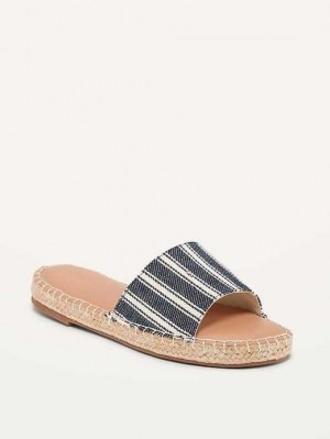 Sandale Old Navy Rayé Textile Espadrillas Claquette Sandals Femme Bleu Marine Stripes | 837-SCABKV