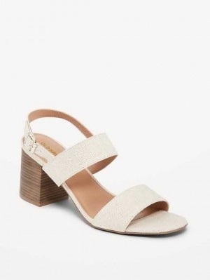 Sandale Old Navy Tela Block-Heel Sandals Femme Beige | 690-HIWSNR