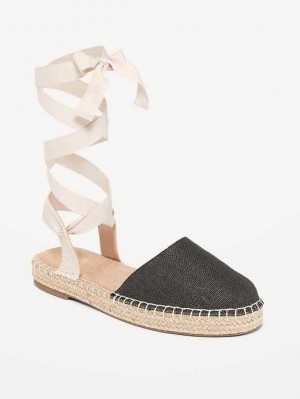 Sandale Old Navy Textile Dentelle-Up Espadrillas Sandals Femme Blackjack | 439-ZIQHPM