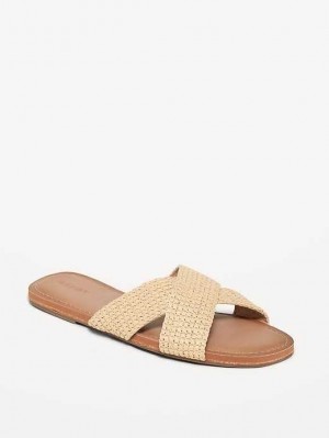 Sandale Old Navy Woven Cross-Brides Sandals Femme Beige | 847-PGJCYK