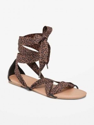Sandale Old Navy Wrap-Tie Scarf Sandal Femme Marron | 670-EKTPYM