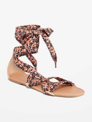 Sandale Old Navy Wrap-Tie Scarf Sandal Femme Warm Floral Top | 517-UMDRXN