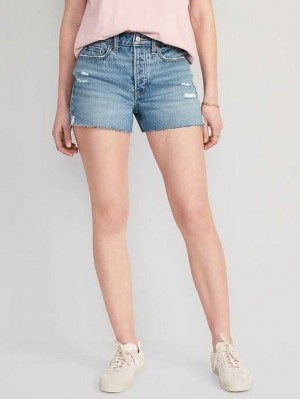 Short Old Navy High-Waisted Button-Fly O.G. Droit Ripped Side-Slit Jean Shorts Femme Lila | 617-WKLBXM