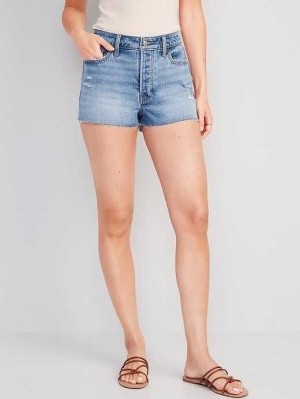 Short Old Navy High-Waisted Button-Fly OG Droit Jean Cut-Off Shorts Femme Lila | 340-LCZFDU