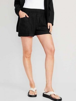 Short Old Navy High-Waisted Linen-Blend Utility Shorts Femme Noir | 271-FWJGAV