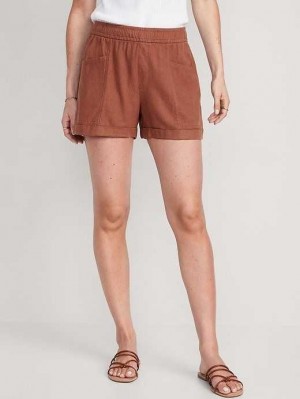 Short Old Navy High-Waisted Linen-Blend Utility Shorts Femme Maplewood | 976-PRMYFL
