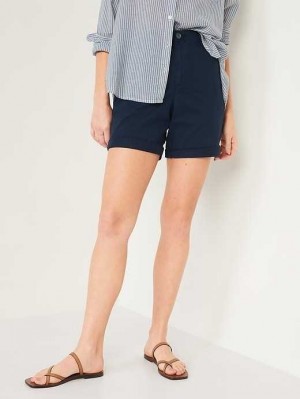 Short Old Navy High-Waisted OGC Pull-On Chino Shorts Femme Bleu Marine | 703-NPYMGL