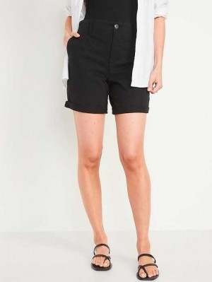 Short Old Navy High-Waisted OGC Pull-On Chino Shorts Femme Noir | 528-AEOBUX