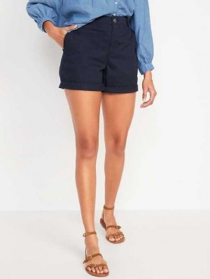 Short Old Navy High-Waisted OGC Pull-On Chino Shorts Femme Bleu Marine | 378-FPDVTS