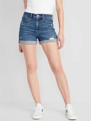 Short Old Navy High-Waisted O.G. Droit Ripped Jean Shorts Femme Lavage | 650-DUWXCJ