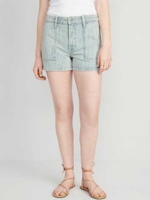 Short Old Navy High-Waisted OG Droit Utility Shorts Femme Stripes | 319-EZQYNA