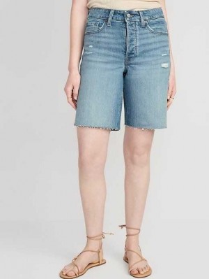 Short Old Navy High-Waisted OG Loose Button-Fly Jean Shorts Femme Lila | 237-ZNRXOT