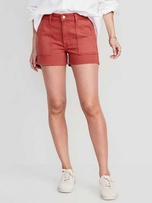Short Old Navy High-Waisted OG Loose Pop-Color Jean Utility Shorts Femme Rouge Foncé | 481-RIHUWP