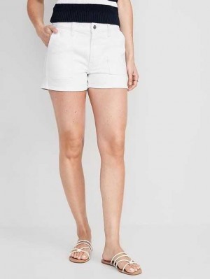 Short Old Navy High-Waisted OG Loose White Jean Utility Shorts Femme Blanche | 170-HUKDVY